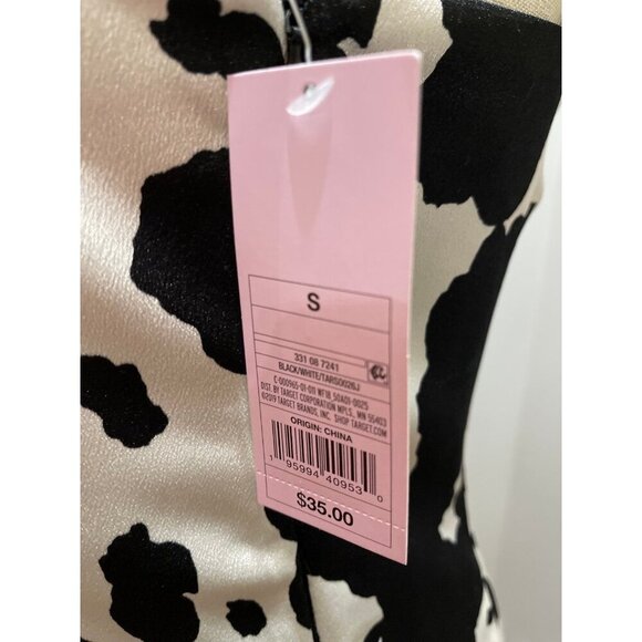 Black and White Cow Print Satin Mini Dress S NWT Festival Cowgirl Western - Picture 5 of 5